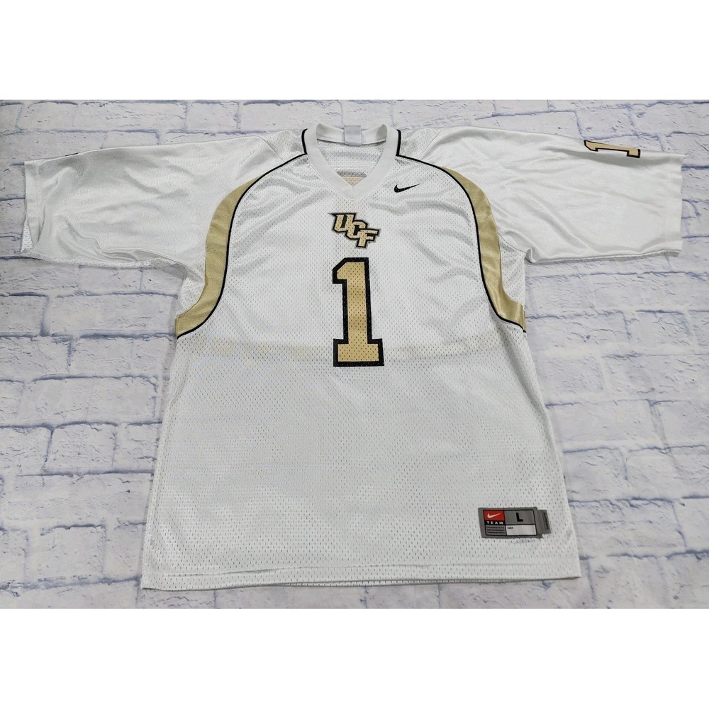UCF Central Florida Nike Football Jersey MENS L White Gold Knights #1 NCAA Y2K